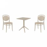 Marcel Bistro Set with Sky 24" Square Folding Table Taupe S257114