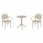 Marcel XL Bistro Set with Sky 24" Round Folding Table Taupe S258121