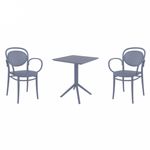 Marcel XL Bistro Set with Sky 24" Square Folding Table Dark Gray S258114