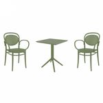 Marcel XL Bistro Set with Sky 24" Square Folding Table Olive Green S258114
