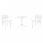 Marcel XL Bistro Set with Sky 24" Square Folding Table White S258114