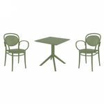 Marcel XL Dining Set with Sky 27" Square Table Olive Green S258108
