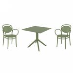 Marcel XL Dining Set with Sky 31" Square Table Olive Green S258106