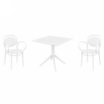 Marcel XL Dining Set with Sky 31" Square Table White S258106