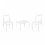 Marie Conversation Set with Sky 24" Side Table White S251109