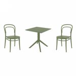 Marie Dining Set with Sky 27" Square Table Olive Green S251108