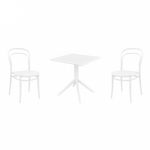 Marie Dining Set with Sky 27" Square Table White S251108