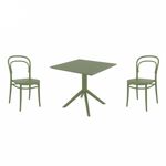 Marie Dining Set with Sky 31" Square Table Olive Green S251106