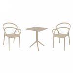 Mila Bistro Set with Sky 24" Square Folding Table Taupe S085114