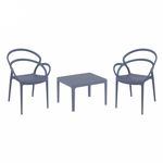 Mila Conversation Set with Sky 24" Side Table Dark Gray S085109