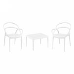 Mila Conversation Set with Sky 24" Side Table White S085109