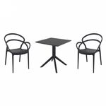 Mila Dining Set with Sky 27" Square Table Black S085108