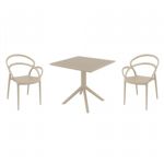 Mila Dining Set with Sky 31" Square Table Taupe ISP0853S