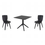 Mio PP Dining Set with Sky 31" Square Table Black S094106