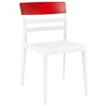 Moon Dining Chair White with Transparent Red ISP090