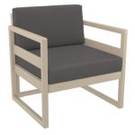 Mykonos Patio Club Chair Taupe with Charcoal Cushion ISP131