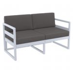 Mykonos Patio Loveseat Silver Gray with Charcoal Cushion ISP1312