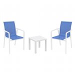 Pacific Balcony Set with Ocean Side Table White and Blue S023066