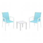 Pacific Balcony Set with Ocean Side Table White and Turquoise S023066