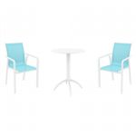Pacific Bistro Set with Octopus 24" Round Table White and Turquoise S023160
