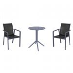Pacific Bistro Set with Sky 24" Round Folding Table Dark Gray and Black S023121