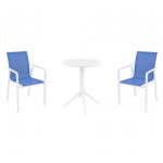 Pacific Bistro Set with Sky 24" Round Folding Table White and Blue S023121