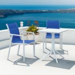 Pacific Bistro Set with Sky 24" Square Folding Table White and Blue S023114
