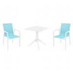 Pacific Dining Set with Sky 27" Square Table White and Turquoise S023108