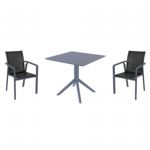 Pacific Dining Set with Sky 31" Square Table Dark Gray and Black S023106