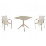 Pacific Dining Set with Sky 31" Square Table Taupe S023106