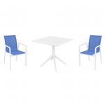 Pacific Dining Set with Sky 31" Square Table White and Blue S023106