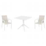 Pacific Dining Set with Sky 31" Square Table White and Taupe S023106