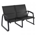 Pacific LoveSeat with Arms Black Frame with Black Sling ISP234