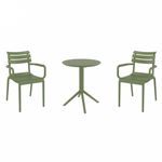 Paris Bistro Set with Sky 24" Round Folding Table Olive Green S282121