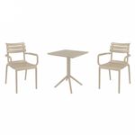 Paris Bistro Set with Sky 24" Square Folding Table Taupe S282114