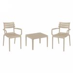 Paris Conversation Set with Sky 24" Side Table Taupe S282109