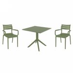 Paris Dining Set with Sky 31" Square Table Olive Green S282106