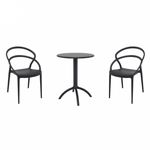 Pia Bistro Set with Octopus 24" Round Table Black S086160