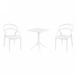 Pia Bistro Set with Sky 24" Square Folding Table White S086114