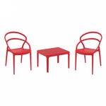 Pia Conversation Set with Sky 24" Side Table Red S086109