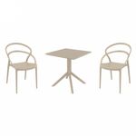 Pia Dining Set with Sky 27" Square Table Taupe S086108