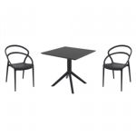 Pia Dining Set with Sky 31" Square Table Black ISP1067S