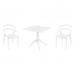 Pia Dining Set with Sky 31" Square Table White ISP1067S