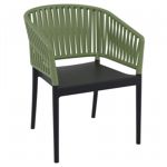 Portofino Outdoor Dining Armchair Black - Olive Green ISP212