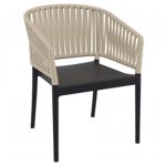 Portofino Outdoor Dining Armchair Black - Taupe ISP212