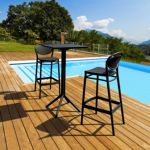 Sky Marcel Square Outdoor Bar Set with 2 Barstools Black ISP1164S