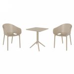 Sky Pro Bistro Set with Sky 24" Square Folding Table Taupe S151114