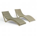 Slim Stacking Pool Lounger Taupe with Canvas Taupe Paddings Set of 2 ISP0872C