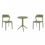 Snow Bistro Set with Sky 24" Round Folding Table Olive Green S092121