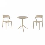 Snow Bistro Set with Sky 24" Round Folding Table Taupe S092121